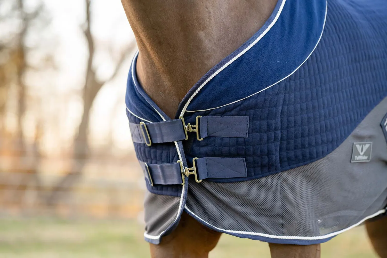 TuffRider Hybrid zweetdeken navy grijs 78 standaard hals