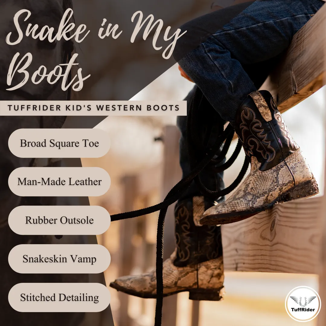 TuffRider Snake in My Boot kinderlaars zwart slangenprint