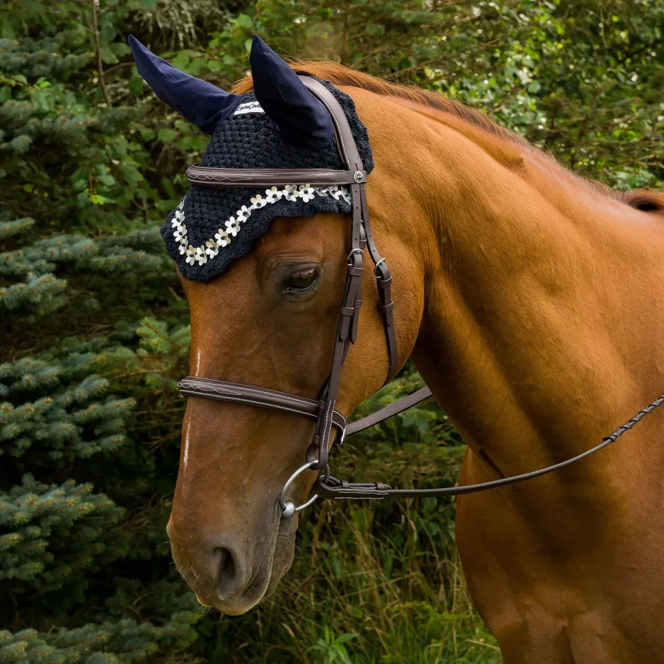 Equine Couture Floral oornetje wit met bloemenrand