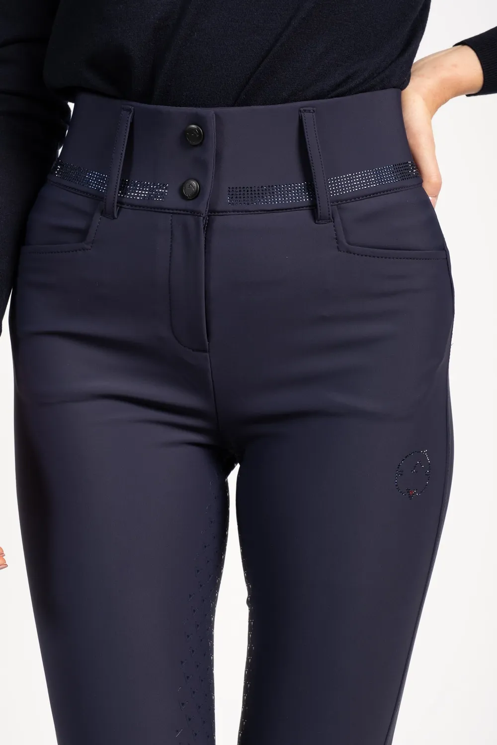 Vestrum Libra dames rijbroek full grip navy studs