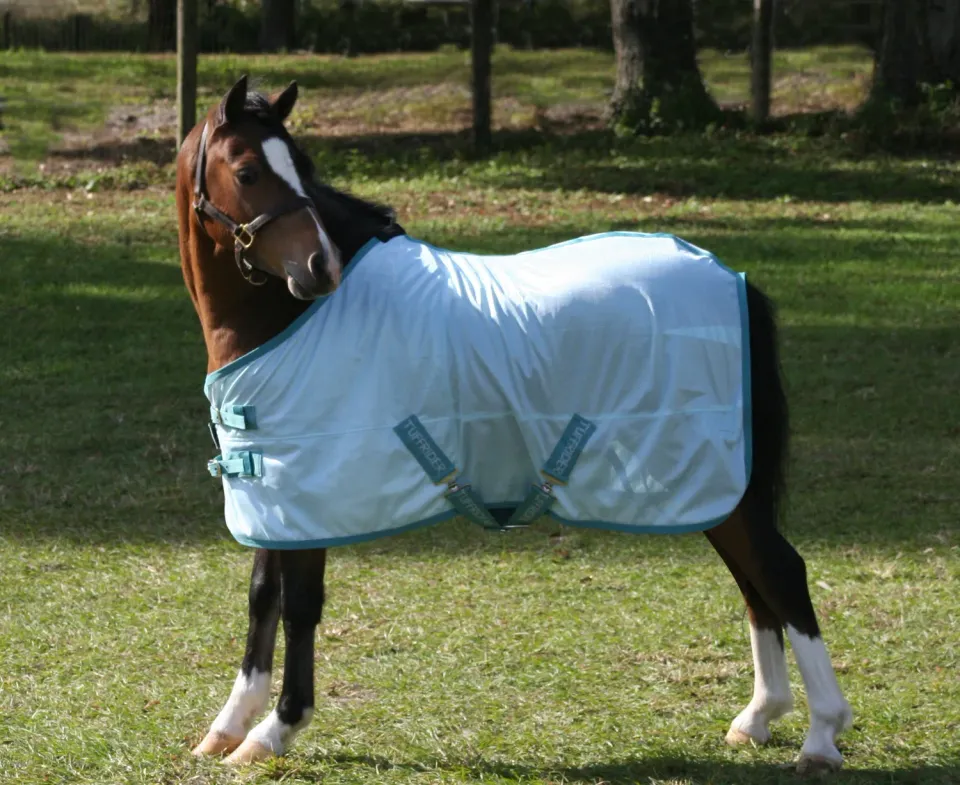 TuffRider Comfy Mesh Mini vliegendeken blauw pony