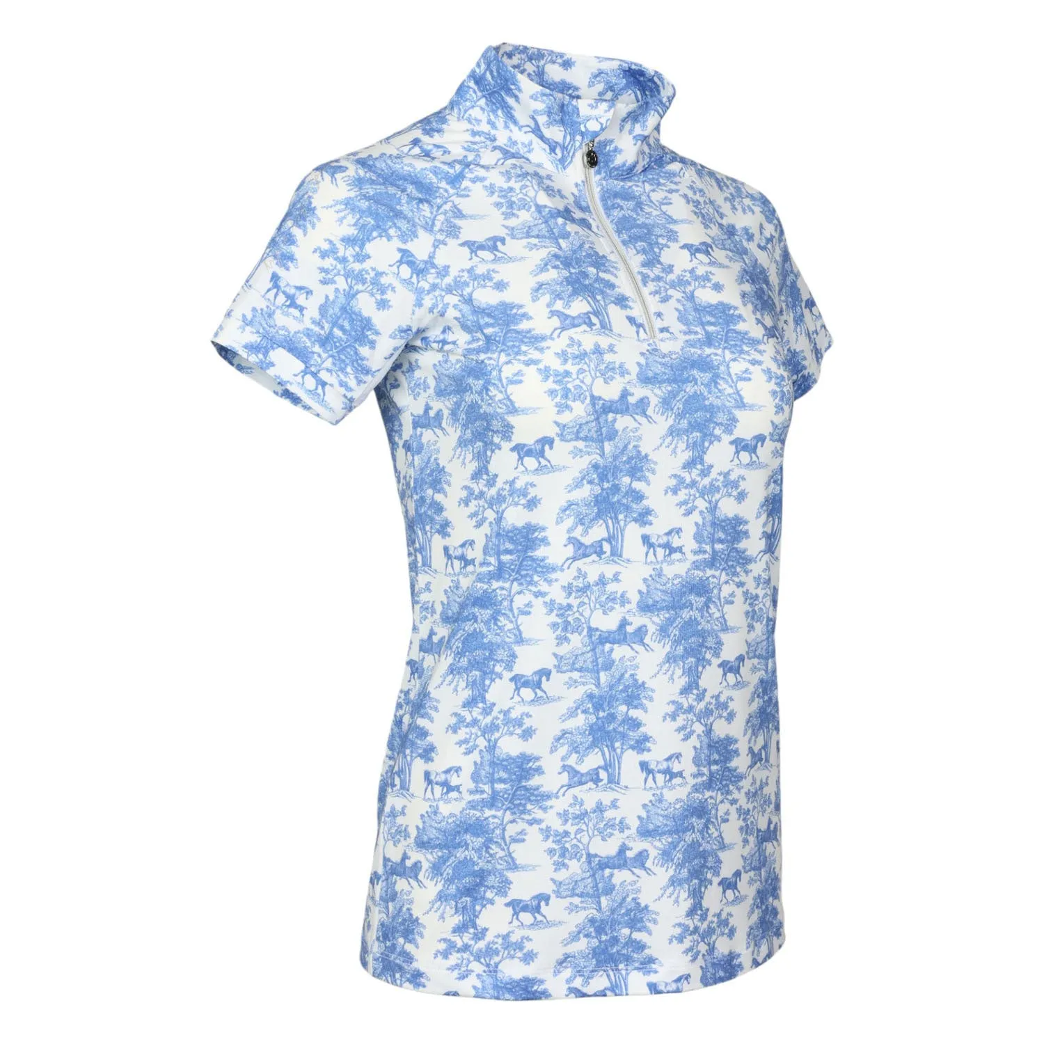 Dapplebay Equestrian Toile 1/4 zip rijtop blauw wit
