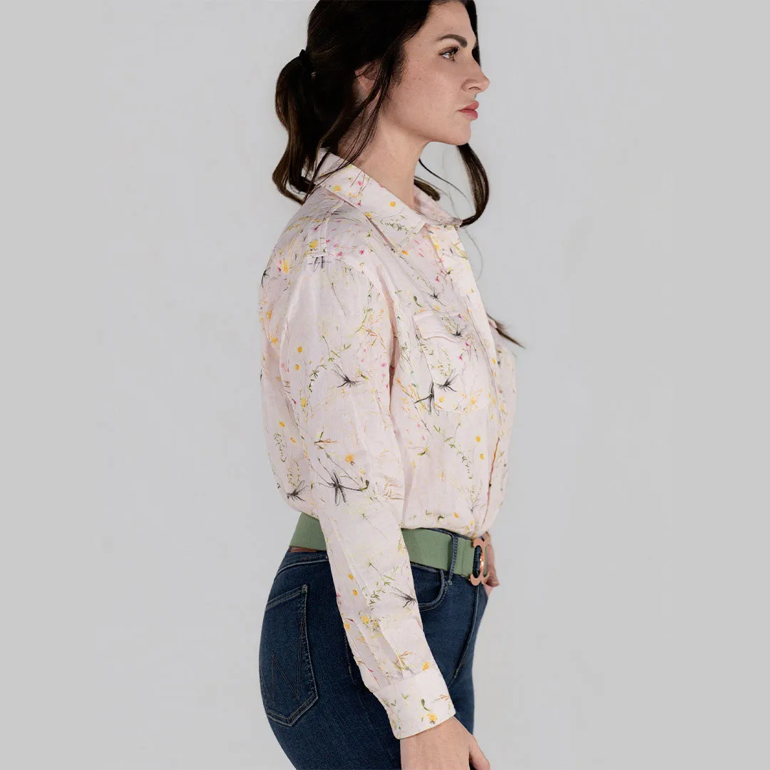 Dapplebay Breezy Button Up Dragonfly Meadow blouse lichtroze katoen