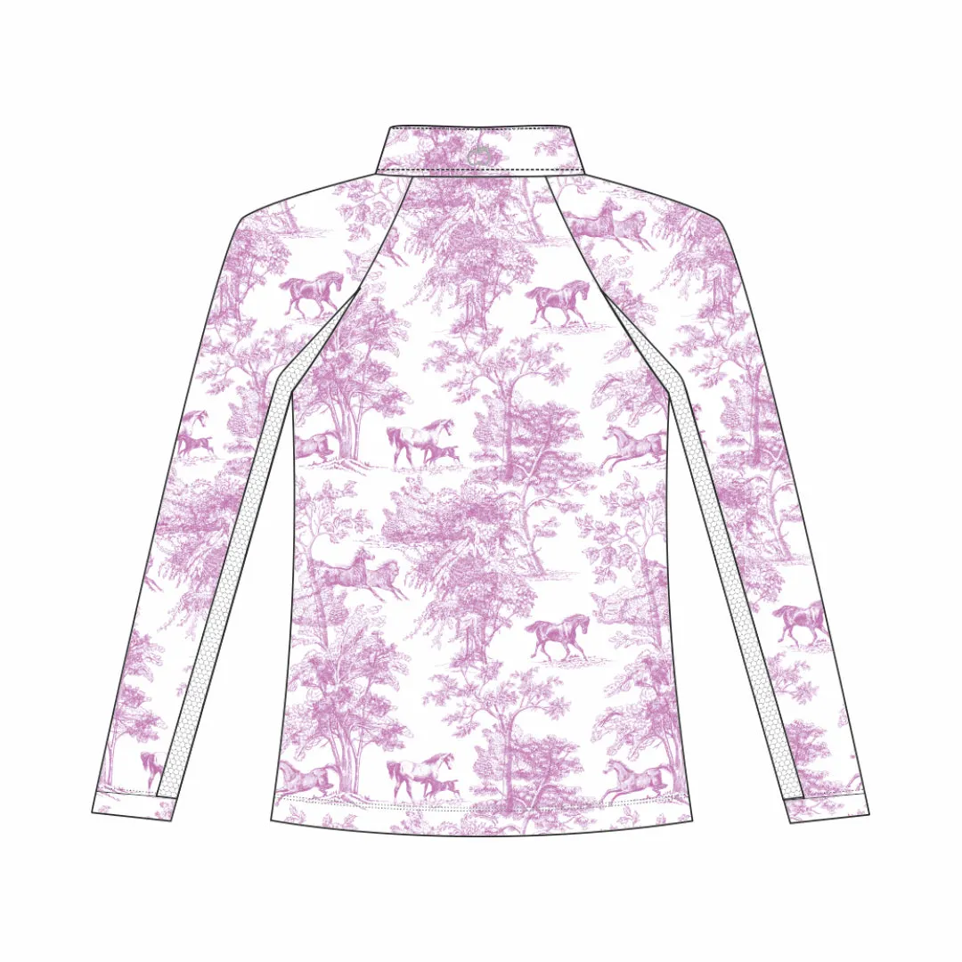 Dapplebay Equestrian Toile 1/4 Zip rijshirt roze 4-5 ice feel