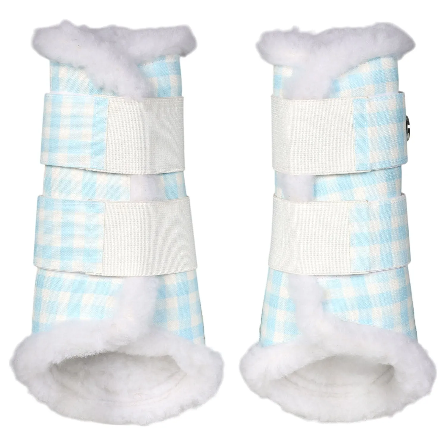 Dapplebay Gingham brush boots peesbeschermers blauw-wit S