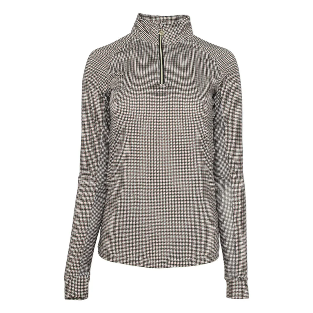Dapplebay Bay Houndstooth rijshirt 1/4 rits tan XXS