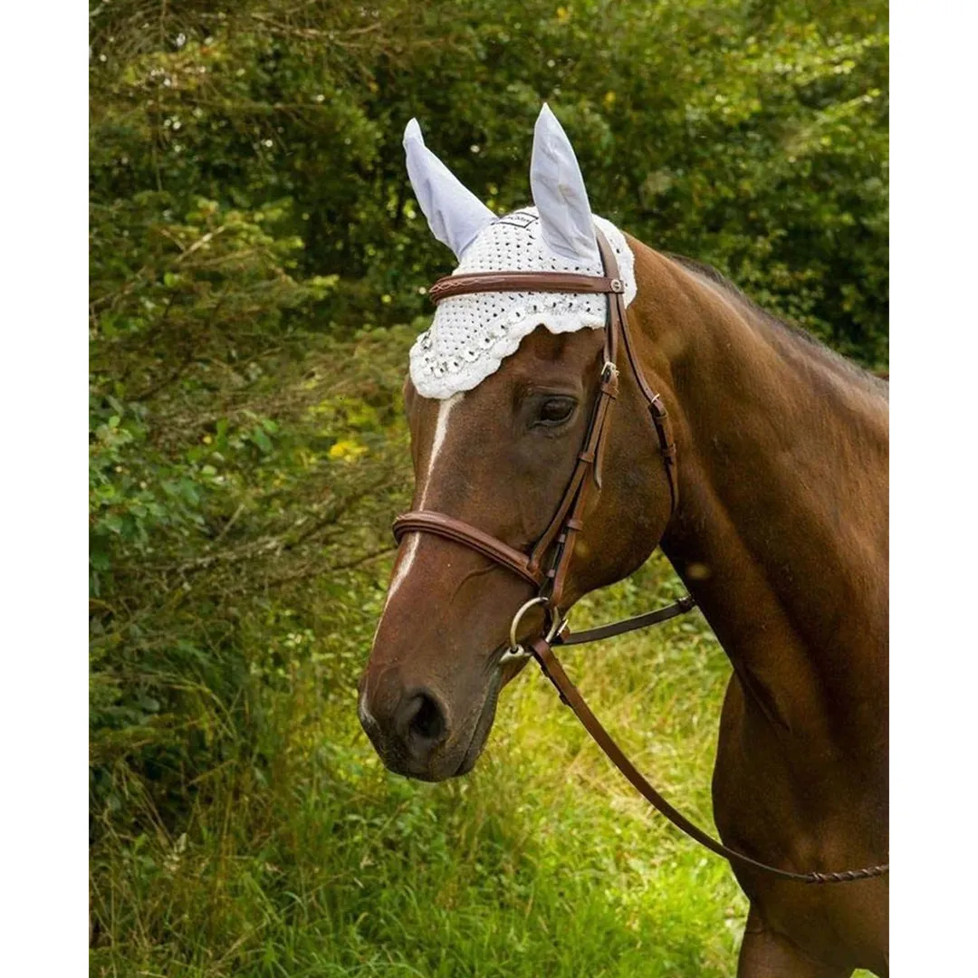 Equine Couture Floral oornetje wit met bloemenrand