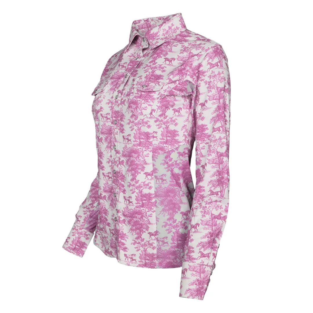 Dapplebay Equestrian Toile western overhemd Rose White stretch