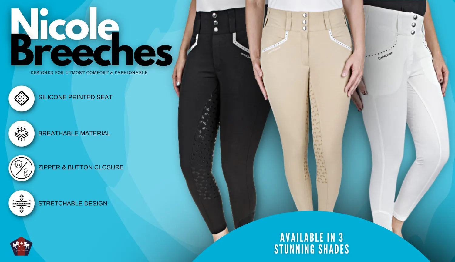 Equine Couture Nicole full grip rijbroek zwart siliconen