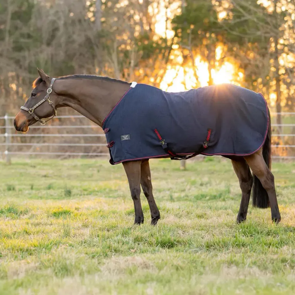 TuffRider Waffle Weave katoenen stalzweetdeken Navy