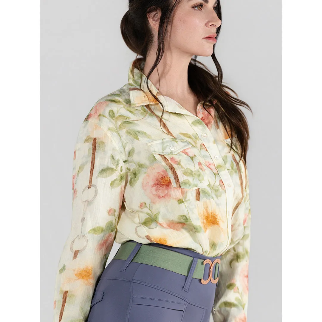 Dapplebay Breezy Button Up blouse tan vintage floral katoen