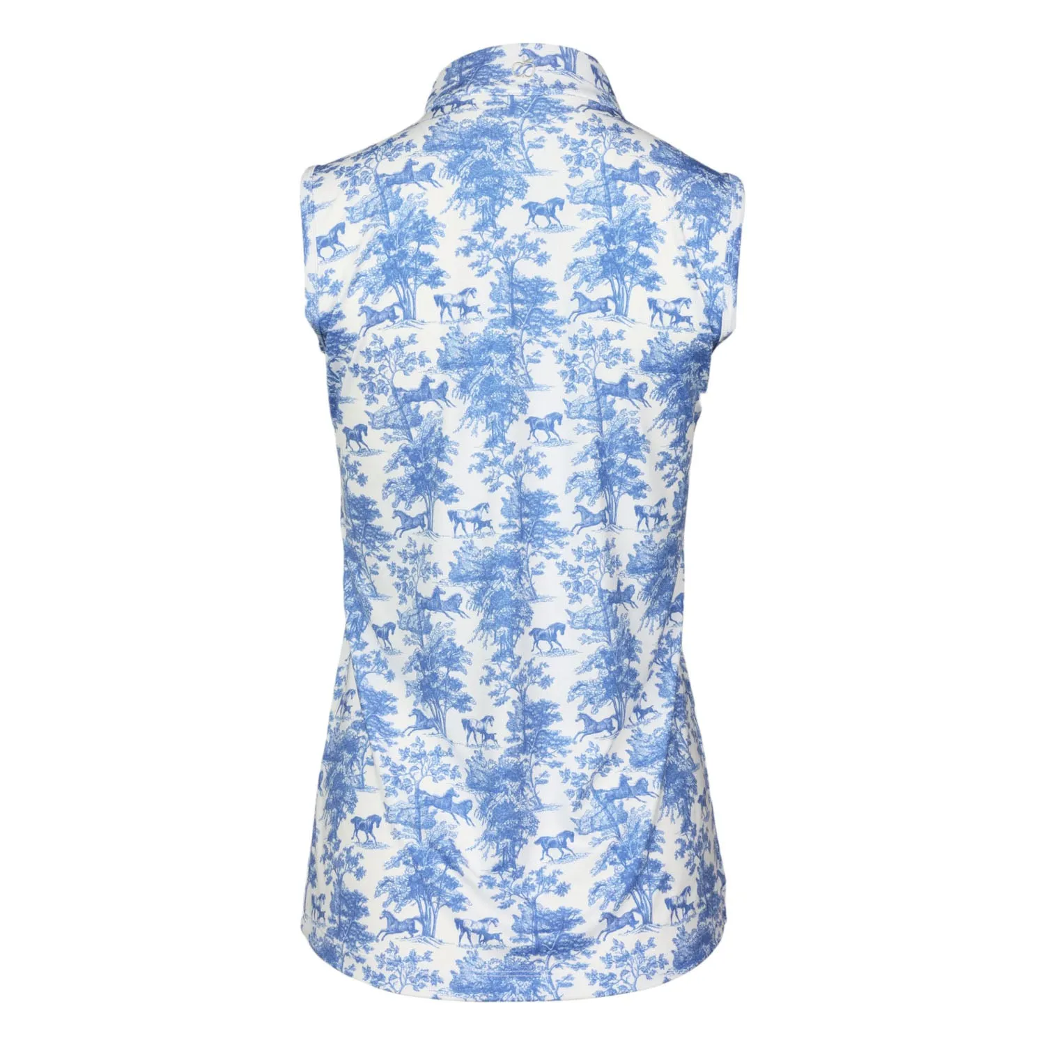 Dapplebay Equestrian Toile 1/4 Zip rijshirt mouwloos blauw-wit XXS