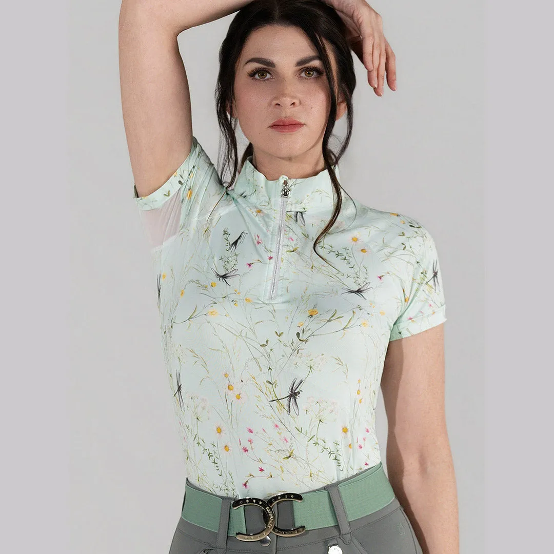 Dapplebay Dragonfly Meadow 1/4 Zip rijtop groen korte mouw