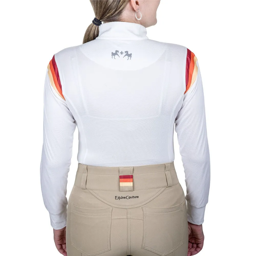 Equine Couture Gradient wedstrijdshirt wit-rood lange mouw