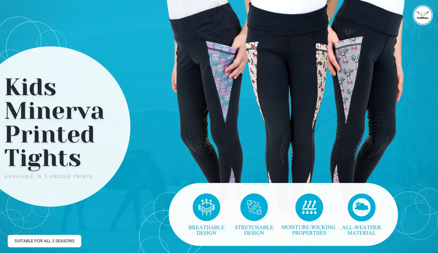 TuffRider Minerva kinder rijlegging Fat Pony print kniepatch