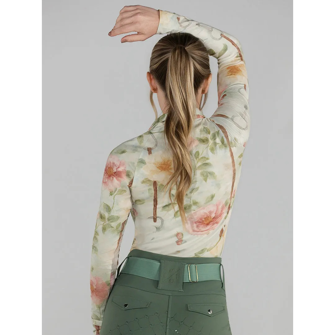 Dapplebay Vintage Floral rijshirt 1/4 zip lange mouw bloemen