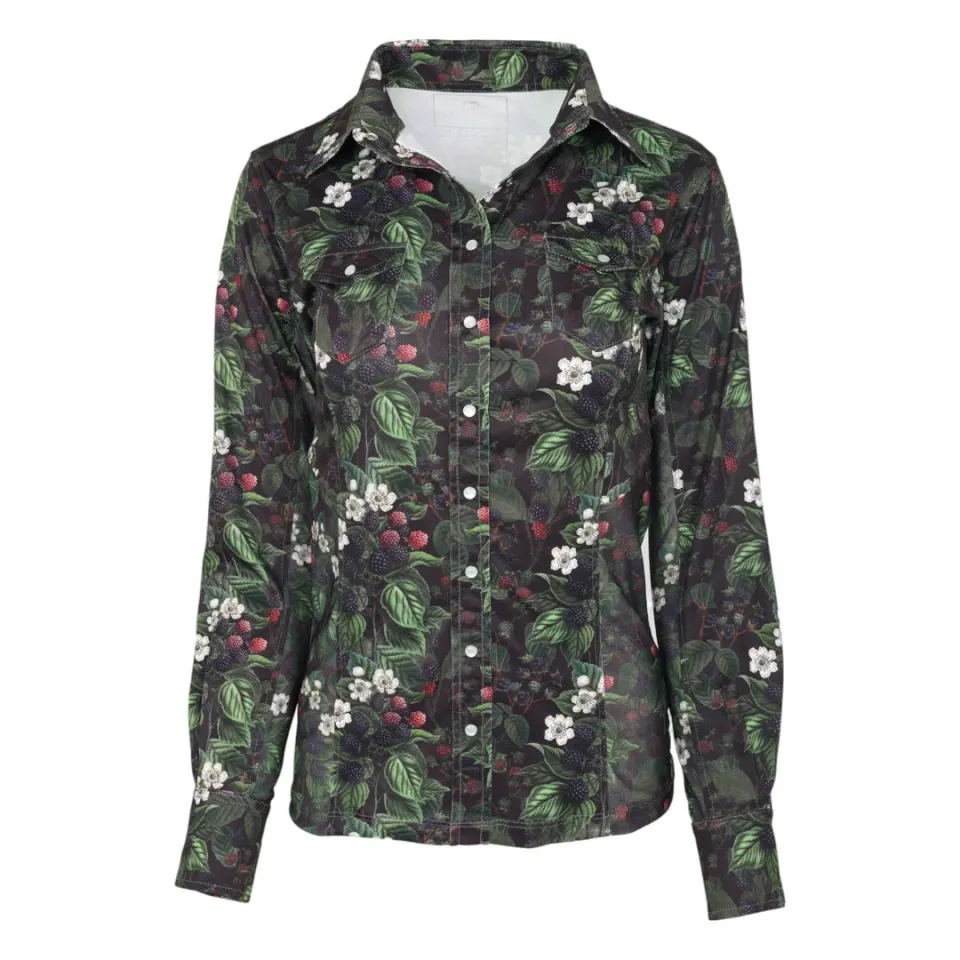 Dapplebay Blackberry Daze Western Top shirt Blackberry mesh