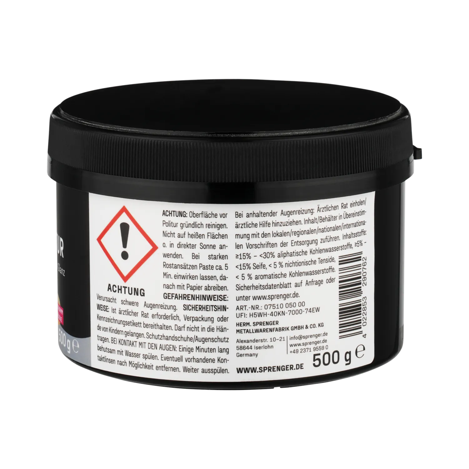 HS Sprenger metaalpoets 500 g met spons glans