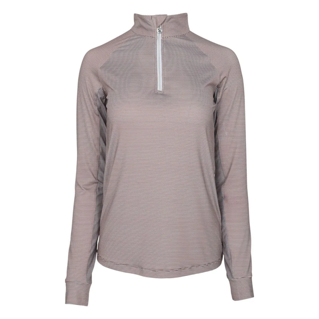 Dapplebay Stripe 1/4 Zip rijshirt Chestnut zonbescherming