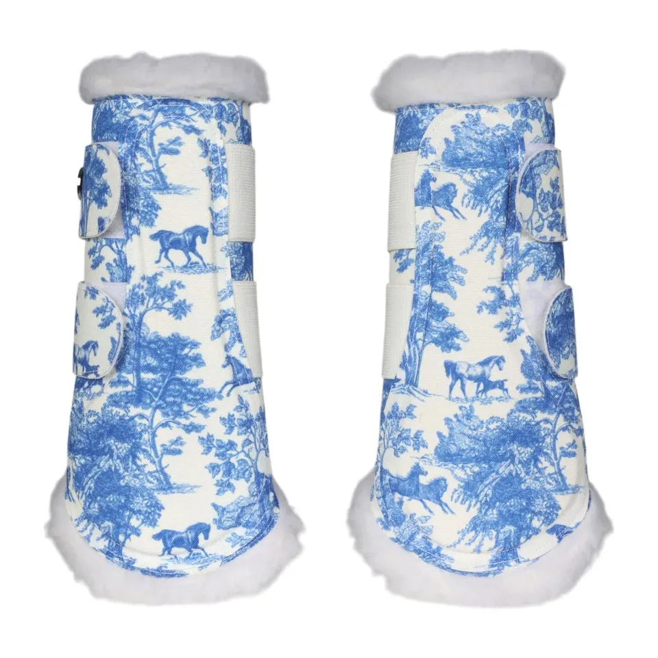 Dapplebay Equestrian Toile springschoenen Blue White peesbeschermer