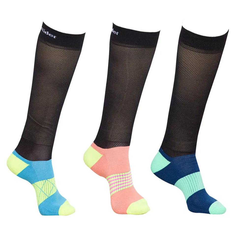 TuffRider EquiCool rijsokken 3-pack bamboe blauw-mix