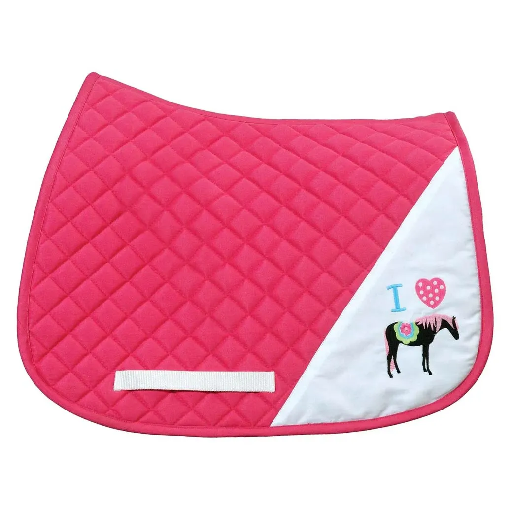 TuffRider I Heart Pony Girl zadeldek wit diamant
