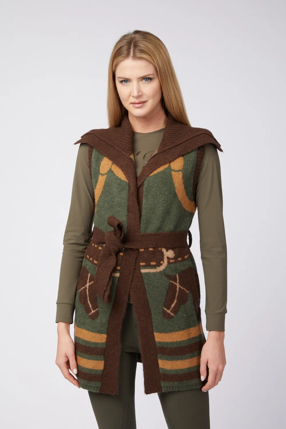 Vestrum Zaragoza gilet dames hoge kraag riem elegant