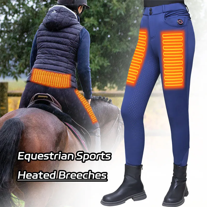 TuffRider Heated rijbroek dames navy verwarmd