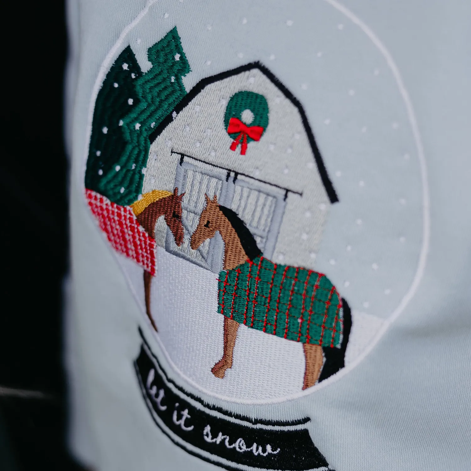 Dapplebay Let It Snow sweater lichtblauw met borduursel