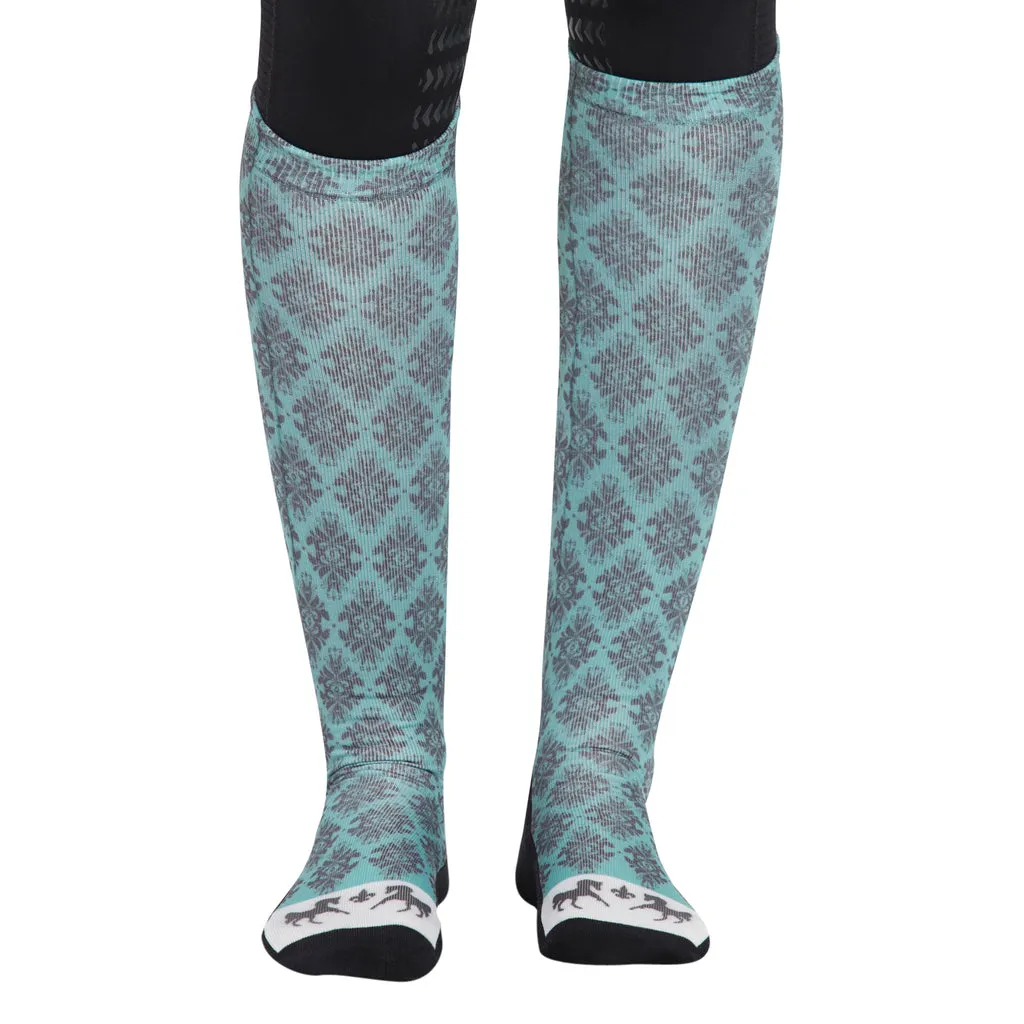 Equine Couture Tara laarssokken aqua-zwart technisch