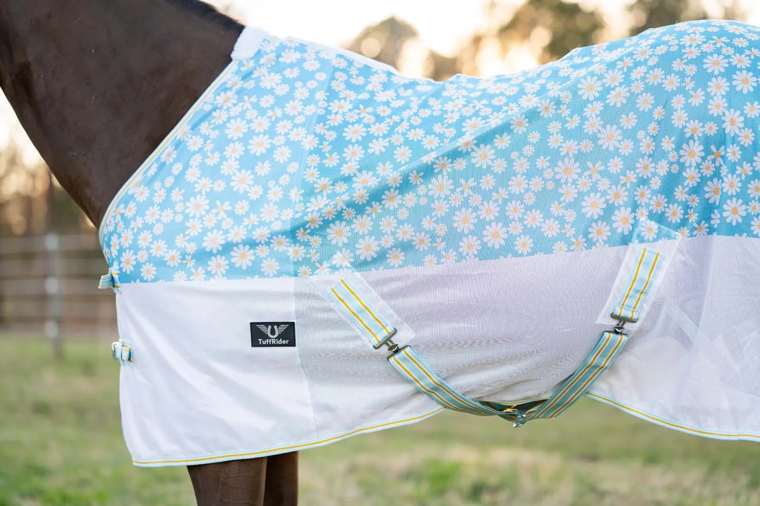 TuffRider Comfy Plus vliegendeken daisy print met singels