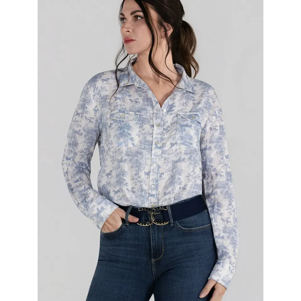 Dapplebay Breezy Button Up blouse Moonrise katoen