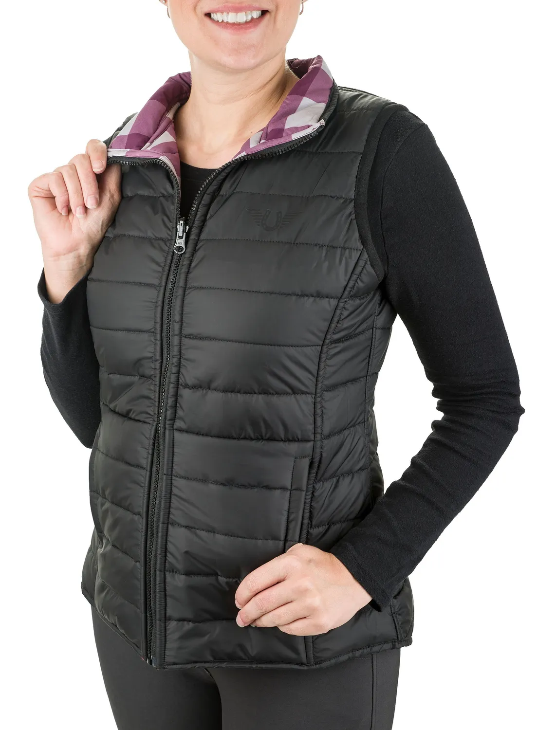 TuffRider Combination Reversible bodywarmer plum plaid