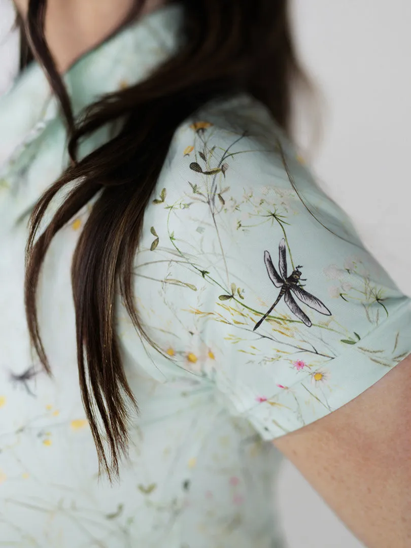 Dapplebay Dragonfly Meadow 1/4 Zip rijtop groen korte mouw