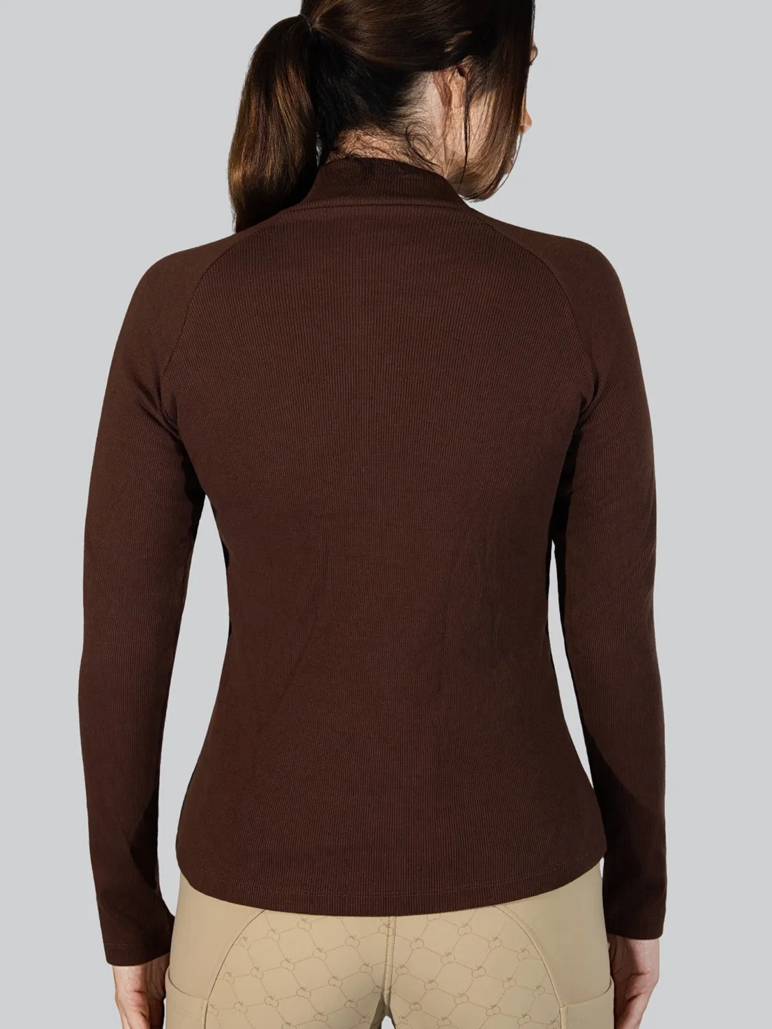 Dapplebay Heirloom Mock Neck coltrui dark bay ribstof