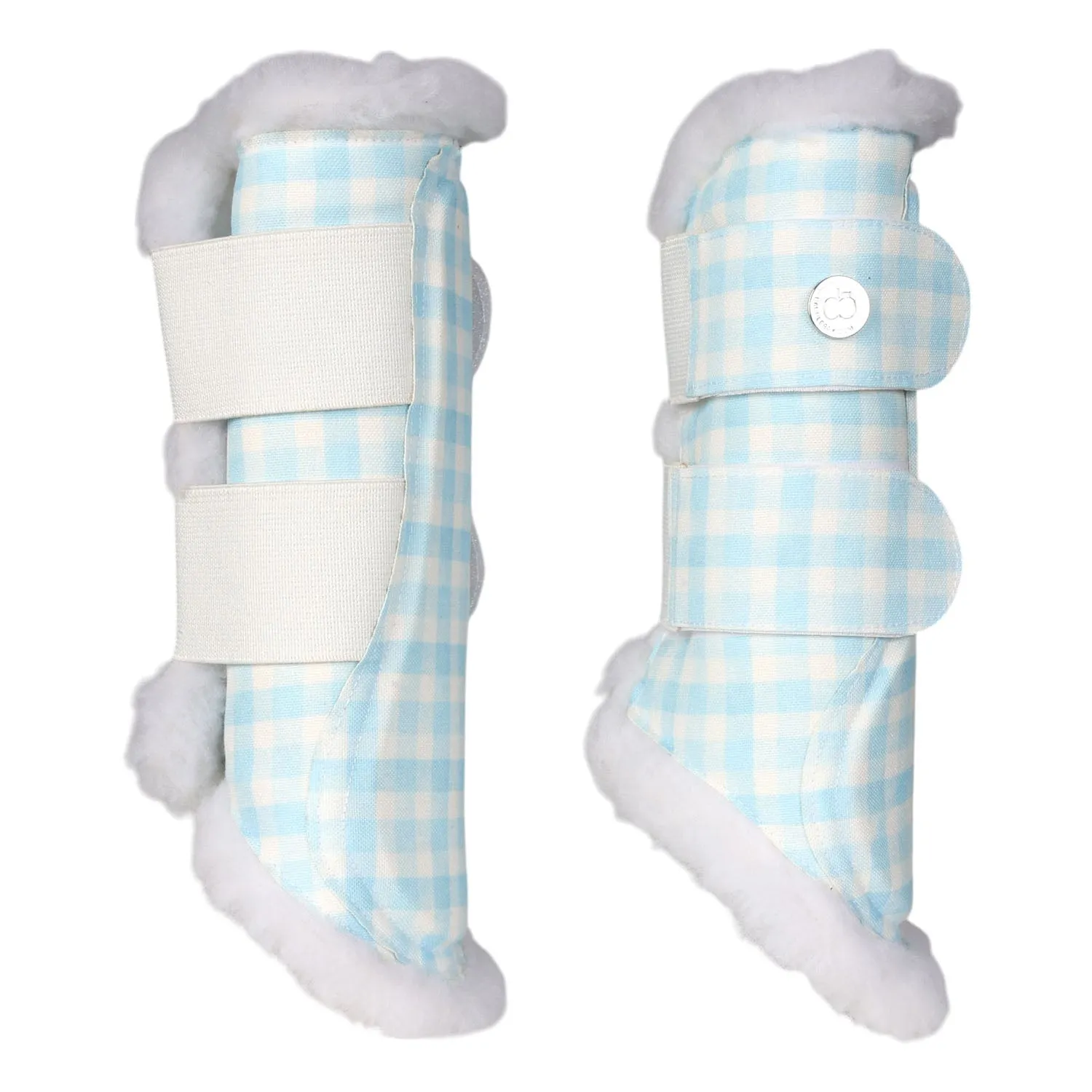 Dapplebay Gingham brush boots peesbeschermers blauw-wit S