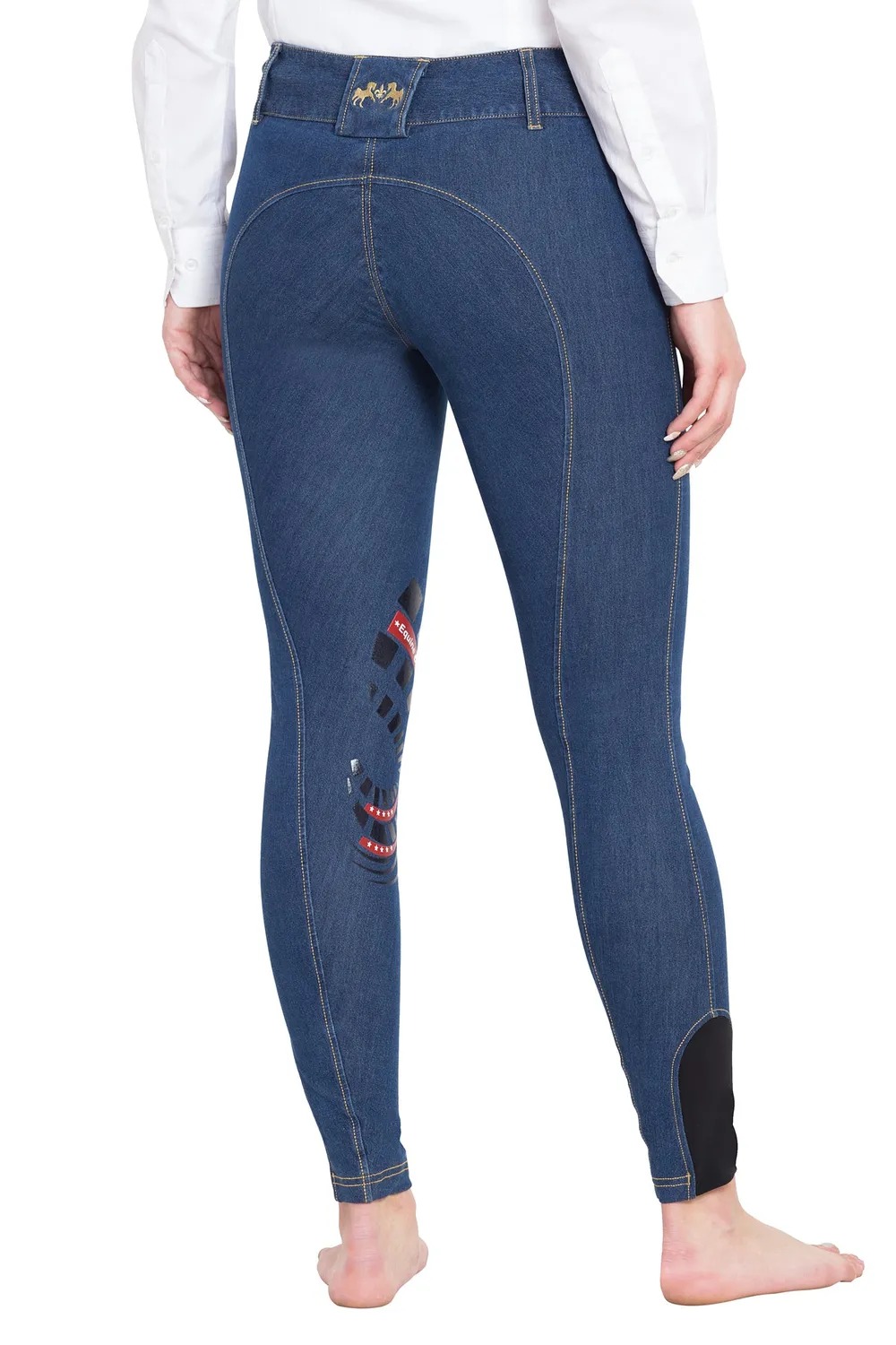 Equine Couture Calabasas rijbroek denim siliconen kniezit