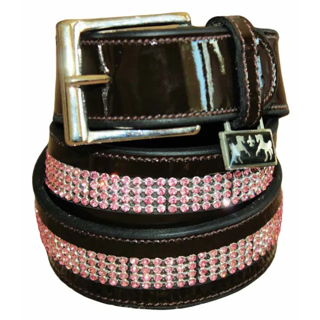 Equine Couture Bling Patent Leather riem Havana roze lakleer
