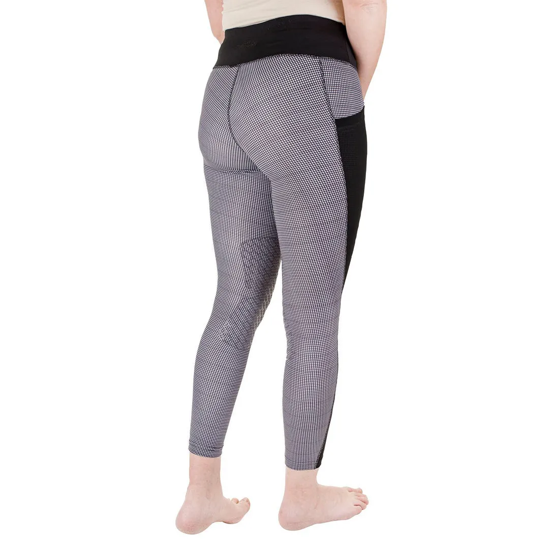 TuffRider Minerva Houndstooth rijtight zwart wit knie grip