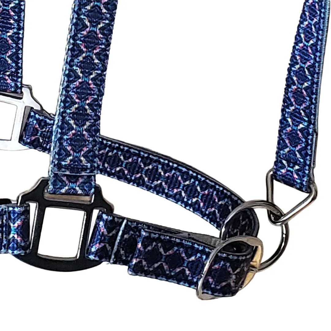 TuffRider EasyCare Diamond Mosaic halster nylon marineblauw