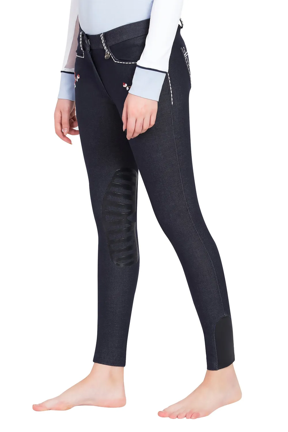 Equine Couture Alice denim rijbroek dames navy geborduurd