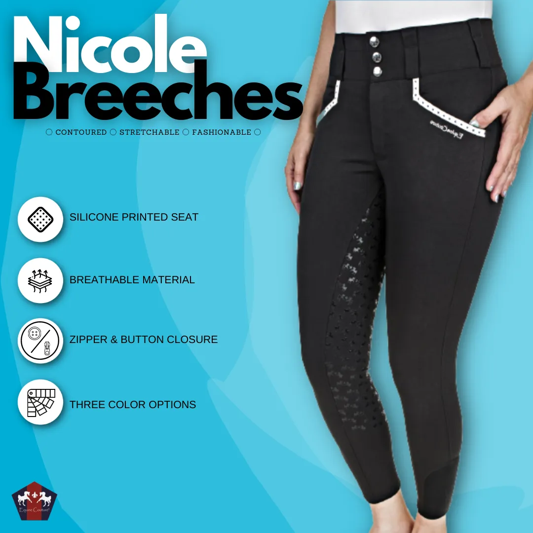 Equine Couture Nicole full grip rijbroek zwart siliconen