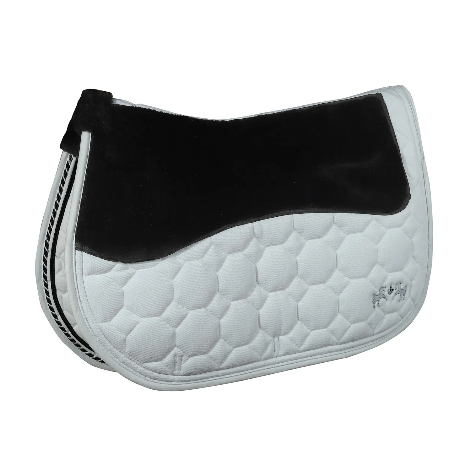 Equine Couture Luxe zadeldek wit-zwart bont STD