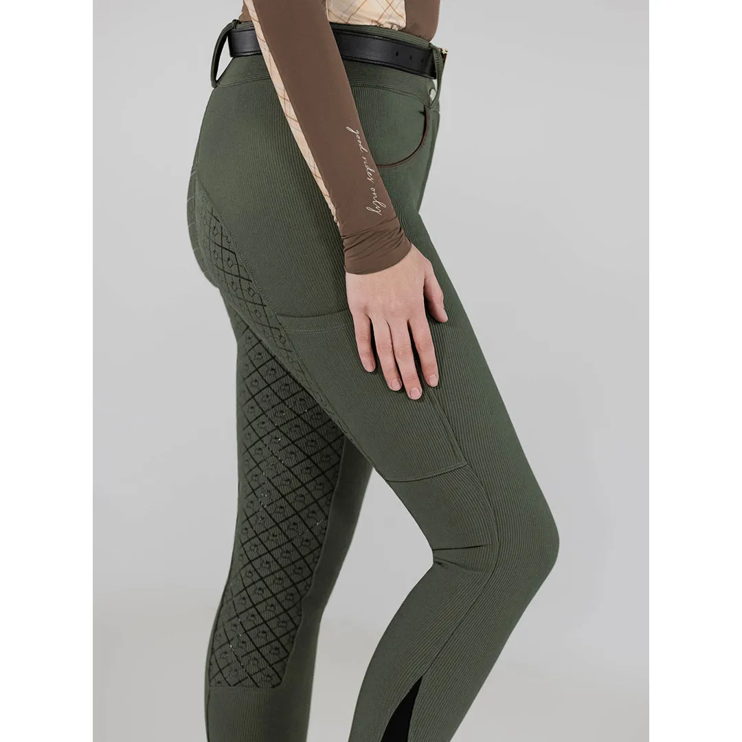Dapplebay Pro Ribbed Silicone Full Seat rijbroek Rosemary