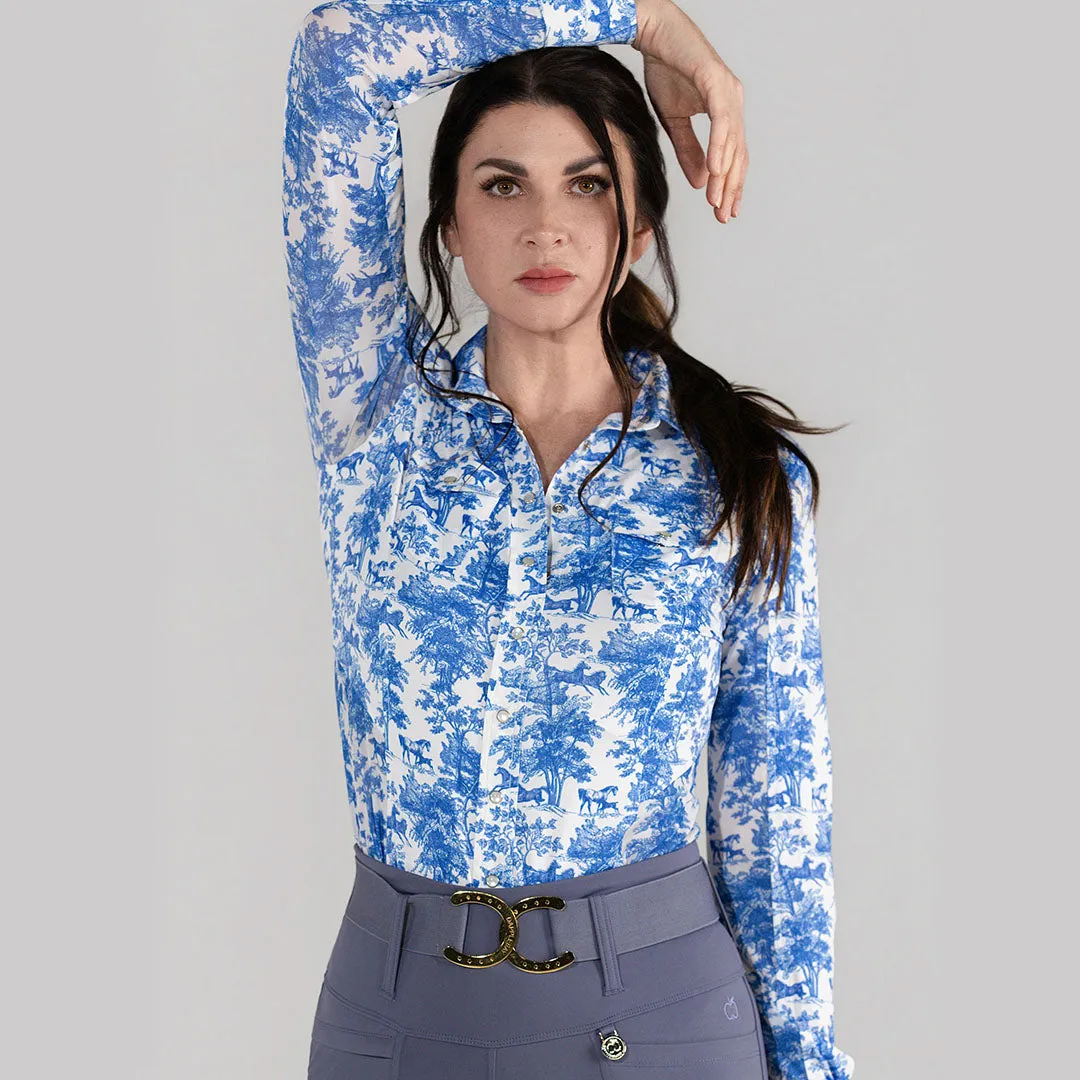 Dapplebay Equestrian Toile western overhemd blauw wit