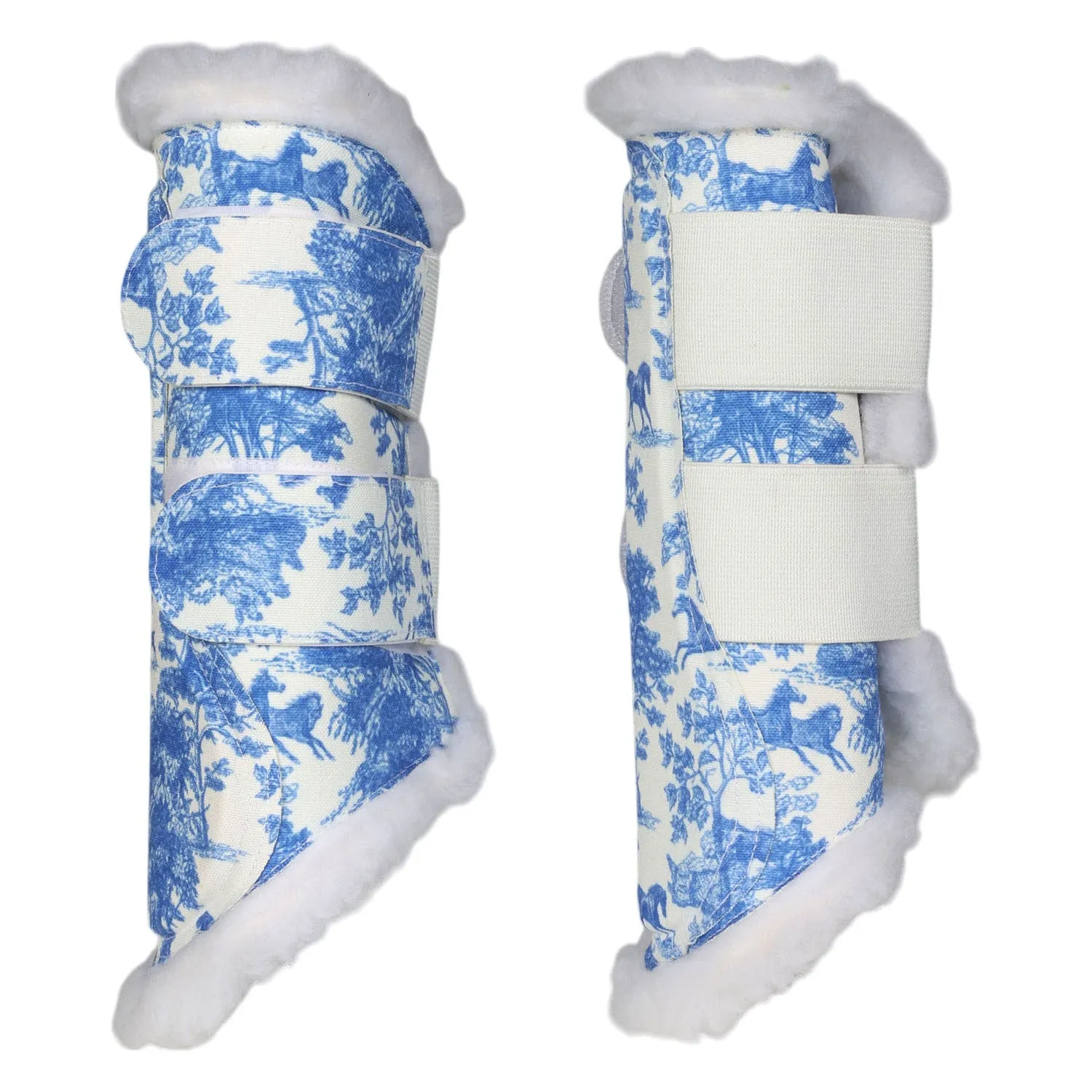 Dapplebay Equestrian Toile springschoenen Blue White peesbeschermer