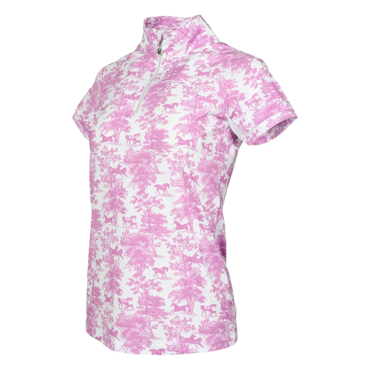 Dapplebay Equestrian Toile rijtop roos korte mouw 1/4 zip