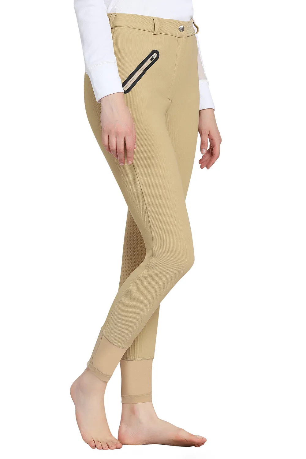 TuffRider Tiffany Ribbed rijbroek Light Tan full seat grip