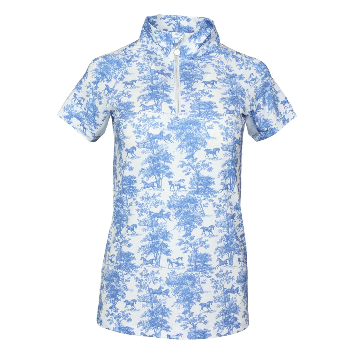 Dapplebay Equestrian Toile 1/4 zip rijtop blauw wit