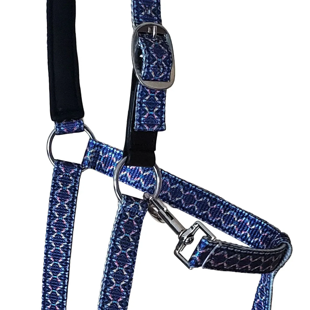 TuffRider EasyCare Diamond Mosaic halster nylon marineblauw